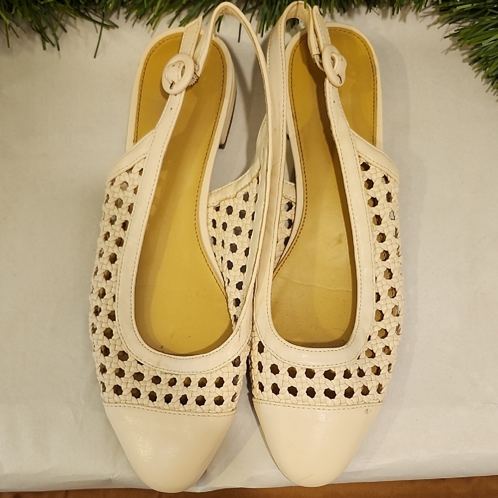 J. Crew Cream Cut-Out Slingback Sandals